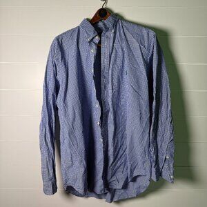 Ralph Lauren Long Sleeve Button Up Classic Fit Blue White Check Sz Large TALL